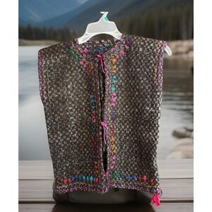 Vintage Handmade Wool hand loomed primative native american mayan aztec rug vest